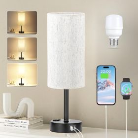 Light Beige Table Lamp for Nightstand - 3 Way Dimmable Bedside Lamp for Bedroom with USB C A Charging Ports and AC Outlet Light Beige Table Lamp for Nightstand - 3 Way Dimmable Bedside Lamp for Bedroom with USB C A Charging Ports and AC Outlet